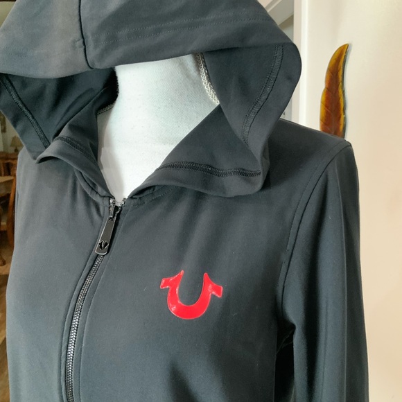 True Religion Black Zip Up Hoodie Size XL - Picture 3 of 6